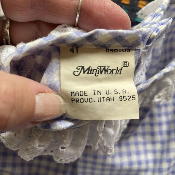 Vintage Mini World Purple/White Gingham Dress With Belt. Size 3T. Rare. USA. - Picture 6 of 14